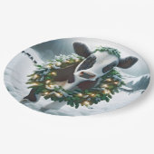 Kuh mit einem Weihnachtskranz Pappteller (Schrägansicht)