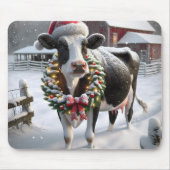 Kuh mit Feiertagskranz Mousepad (Vorne)