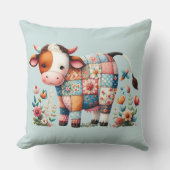 Kuh mit floralen Akzenten Kissen (Vorderseite)
