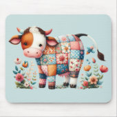 Kuh mit floralen Akzenten Mousepad (Vorne)