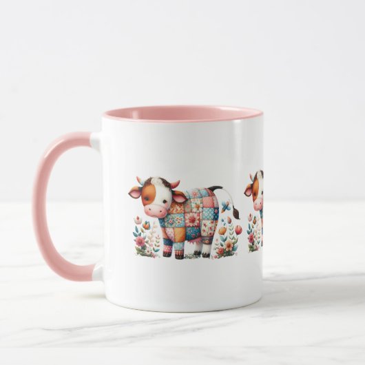 Kuh mit floralen Akzenten Tasse (Links)
