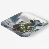 Kuh mit glühendem Weihnachtskranz Pappteller (Gewinkelt)