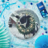 Kuh mit glühendem Weihnachtskranz Pappteller (Party)