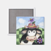 Kuh mit Hut - Magnet (Vorderseite/Rückseite)