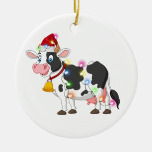 Kuh mit Hutschuh Weihnachten Keramik Ornament