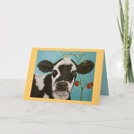 Kuh mit Kirschtomatenkarte Karte (Vorderseite)