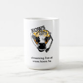 Kuh mit Mikrofon, KOWS Radio Kaffeetasse (Mittel)