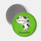 Kuh mit Mustaches Magnet (Vorderseite/Rückseite)