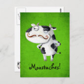 Kuh mit Mustaches Postkarte (Vorne/Hinten)