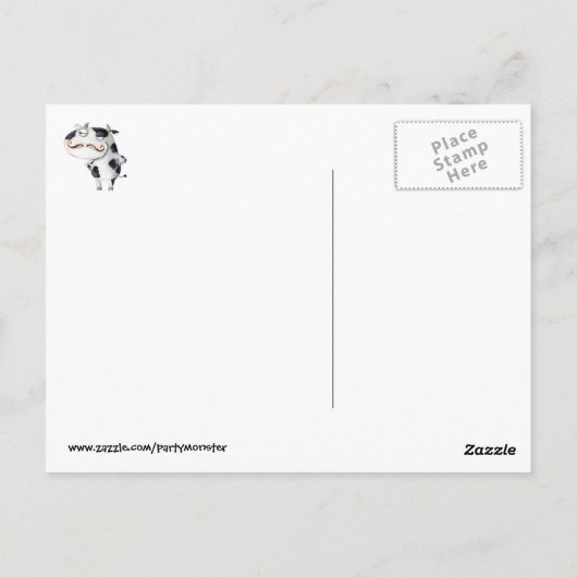 Kuh mit Mustaches Postkarte (Rückseite)
