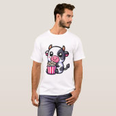 Kuh mit Popcorn  T-Shirt (Vorne ganz)