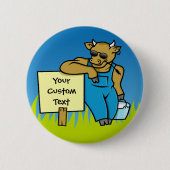 Kuh mit Schild Button (Vorderseite)