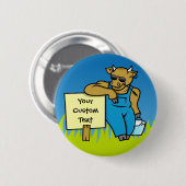 Kuh mit Schild Button (Vorne & Hinten)