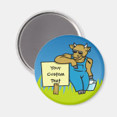 Kuh mit Schild Magnet (Vorderseite/Rückseite)