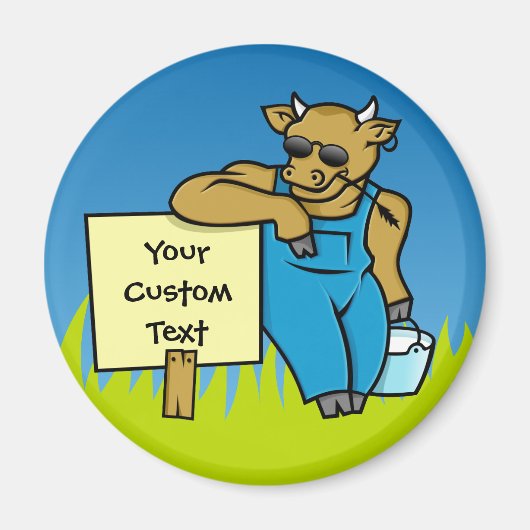 Kuh mit Schild Magnet (Vorne)