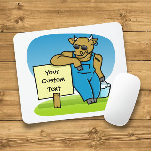 Kuh mit Schild Mousepad