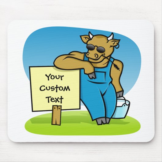 Kuh mit Schild Mousepad (Vorne)