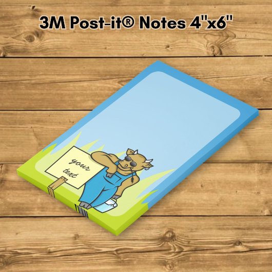 Kuh mit Schild Post-it Klebezettel