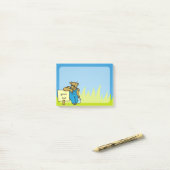 Kuh mit Schild Post-it Klebezettel (Auf Schreibtisch)