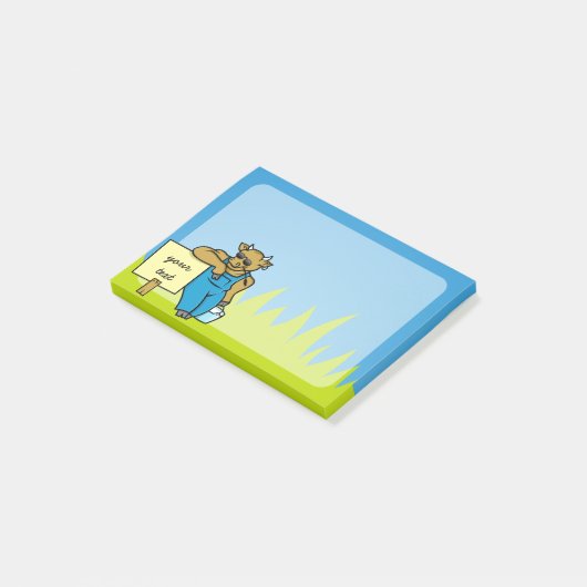 Kuh mit Schild Post-it Klebezettel (angewinkelt)