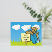 Kuh mit Schild Postkarte (Stehend Vorderseite)
