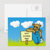 Kuh mit Schild Postkarte (Vorne/Hinten)