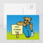 Kuh mit Schild Postkarte (Vorne/Hinten)