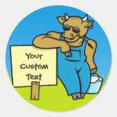 Kuh mit Schild Runder Aufkleber (Vorderseite)