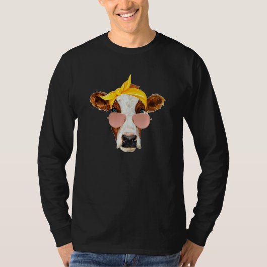 Kuh mit Sonnenblase und Kopfhügel Funny Country Gi T-Shirt (Vorderseite)