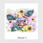 Kuh mit Sonnenblumen, maßgeschneidert Vinyl Sticke Aufkleber (Blatt)