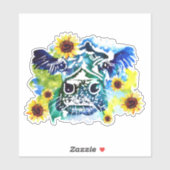 Kuh mit Sonnenblumen, maßgeschneidert Vinyl Sticke Aufkleber (Blatt)