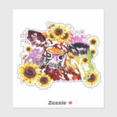Kuh mit Sonnenblumen, maßgeschneidert Vinyl Sticke Aufkleber (Blatt)