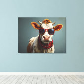 Kuh mit Sonnenbrille Leinwanddruck (Insitu (Holzboden))