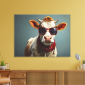 Kuh mit Sonnenbrille Leinwanddruck (Insitu (Wohnzimmer))