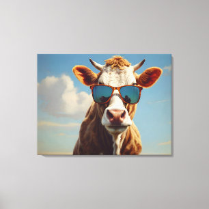 Kuh mit Sonnenbrille Leinwanddruck