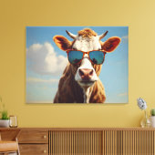 Kuh mit Sonnenbrille Leinwanddruck (Insitu (Wohnzimmer))