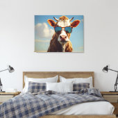 Kuh mit Sonnenbrille Leinwanddruck (Insitu (Schlafzimmer))
