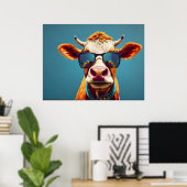 Kuh mit Sonnenbrille Poster (Heimbüro)