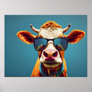 Kuh mit Sonnenbrille Poster