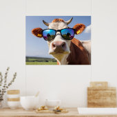 Kuh mit Sonnenbrille Poster (Küche)