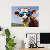 Kuh mit Sonnenbrille Poster (Heimbüro)