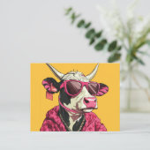 Kuh mit Sonnenbrille Postkarte (Stehend Vorderseite)