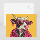Kuh mit Sonnenbrille Postkarte (Vorne/Hinten)