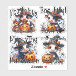 Kuh mit Spooky Pumpkins Aufkleber