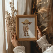 Kuh mit Strohhut Whimsisches Farm Animal Calf Poster