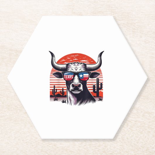 Kuh mit Texas-Sonnenbrille Untersetzer (Vorderseite)