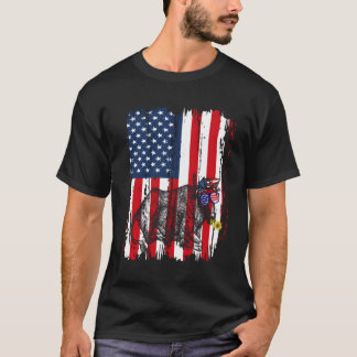 Kuh mit US-amerikanischer Flagge Patriotischer Bau T-Shirt