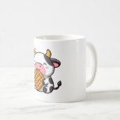 Kuh mit Waffel Kaffeetasse (VorderseiteRechts)