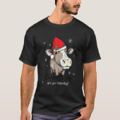 Kuh mit Weihnachtsmannmütze Funny Cowbell Ring sin T-Shirt (Vorderseite)