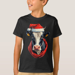 Kuh mit Weihnachtsmütze Lustig Süße Weihnachten Ho T-Shirt